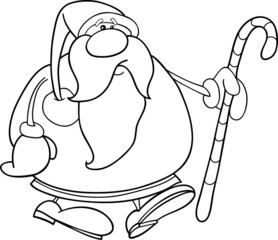cartoon santa claus for coloring book