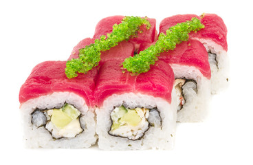 Maki Sushi - Roll made of Crab, avocado, cucumber inside. Fresh