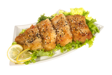 Roasted fish with lemon