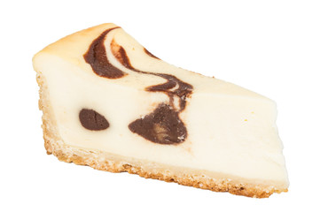 cheesecake with chocolate sauce.