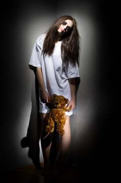 Zombie Girl With Teddy Bear