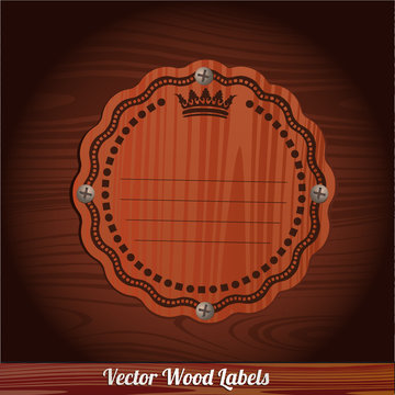 vector wooden plaque nailed to a wooden background