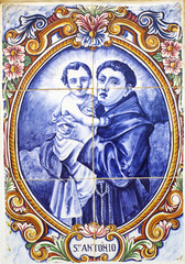 Fototapeta na wymiar Saint Anthony rocznika płytki portugalski