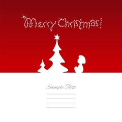 Naklejka na ściany i meble Merry Christmas tree back red line art design vector