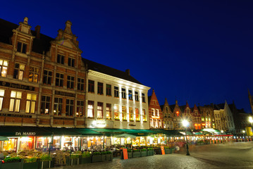 Markt (Market Square) of Bruges at dusk