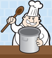 Chef cooking with large pot