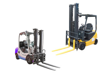 The image of loaders under the white background