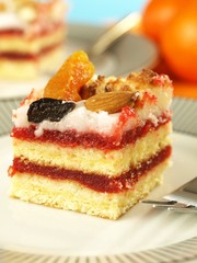 Strawberry cake, closeup