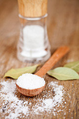 salt and bay leaves