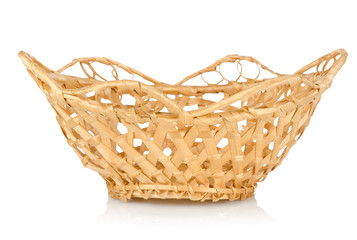 Obraz premium Wooden wattled basket isolated
