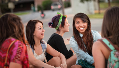 Fototapeta na wymiar Diverse Group of Teenage Girls Talking