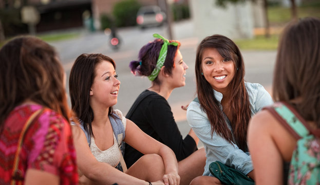 Diverse Group of Teenage Girls Talking