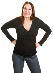 Obraz premium Frustrated Lady with Hands on Hips