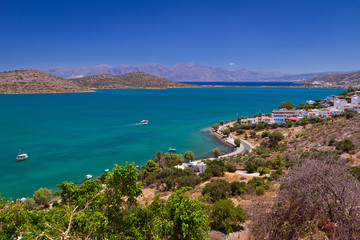 Fototapeta na wymiar Mirabello Bay z turkusem laguny na Krecie, Grecja