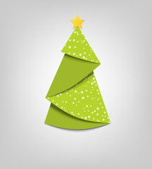 Christmas tree card. Vector origami