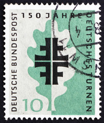 Postage stamp Germany 1958 Turner Emblem and Oak Leaf
