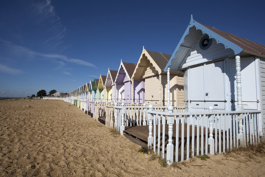 Beach Huts, West Mersea, Essex, England
