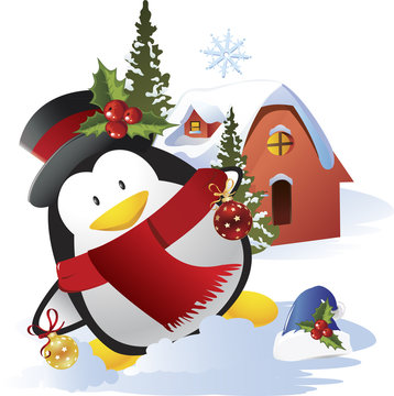 christmas penguin vector
