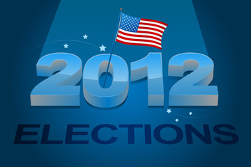 illustrated image of american flag and 2012 election