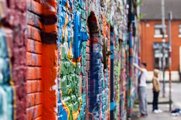 Papier Peint photo Graffiti Graffiti wall with painters