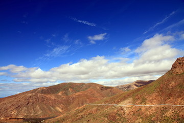 Road on the mountains of Fuerteventura Canary islands Spain