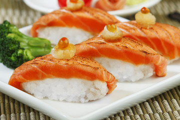 Great salmon sushi the taste od Japanese food
