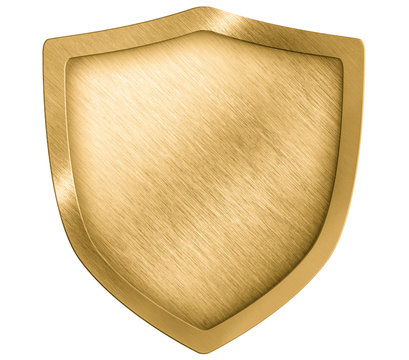 golden metal shield or crest isolated on white