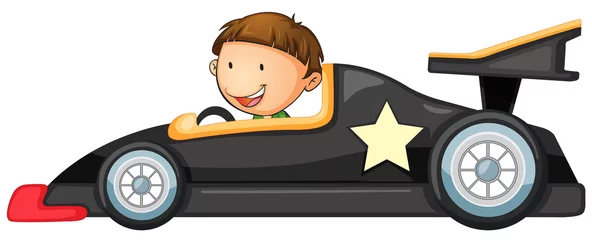 Poster Im Rahmen ein Junge, der ein Auto fährt © GraphicsRF