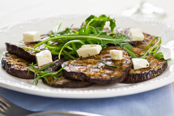 Grilled Aubergine with Feta and Rocket salad