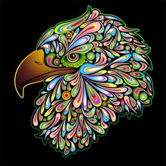 Obraz premium Eagle Hawk Psychedelic Design Aquila Falco Sparviero pop Art