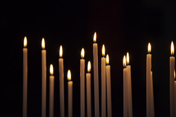 Closeup of votive candles