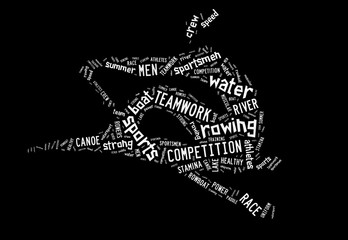 Rowing boat pictogram on black background