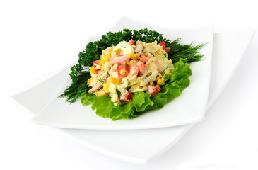 a salad of corn and Chinese cabbage