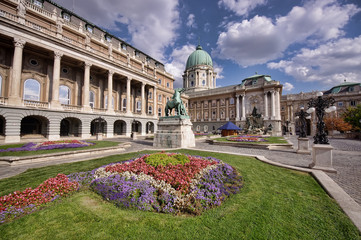 flower garden of Royal Palace in Budapest, Hungary