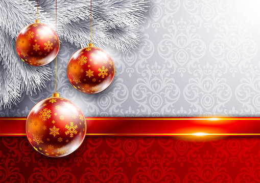 New Year background with red balls