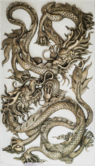 Dragon sculpture on wall