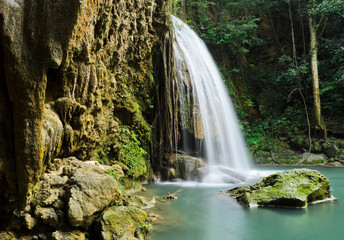 Exotic deep forest waterfall in Thailand