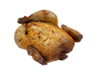 Roasted chicken or turkey on white background