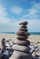 Pebble sculpture on a beach