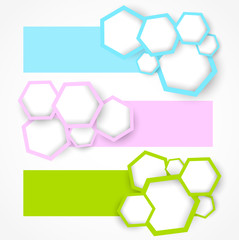 Set of banners with hexagons