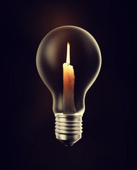  Candle inside a light bulb