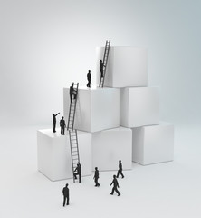 Tiny people climbing ladders © Mopic