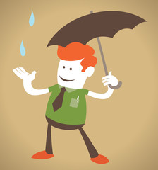 Retro Corporate Guy with Umbrella.