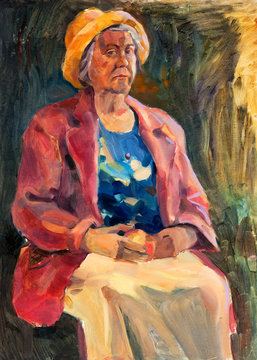 Senior lady painting
