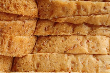 close up sliced of whole grain bread