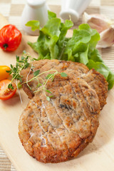Minced cutlets with mushrooms