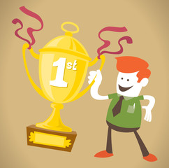 Corporate Guy wins a trophy
