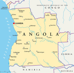 Angola map (Angola Landkarte) - obrazy, fototapety, plakaty