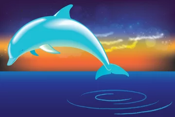 Tuinposter dolfijn die uit het water springt © carbo82