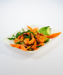 Fried shrimps with vegetables